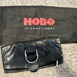 Hobo International black patent clutch